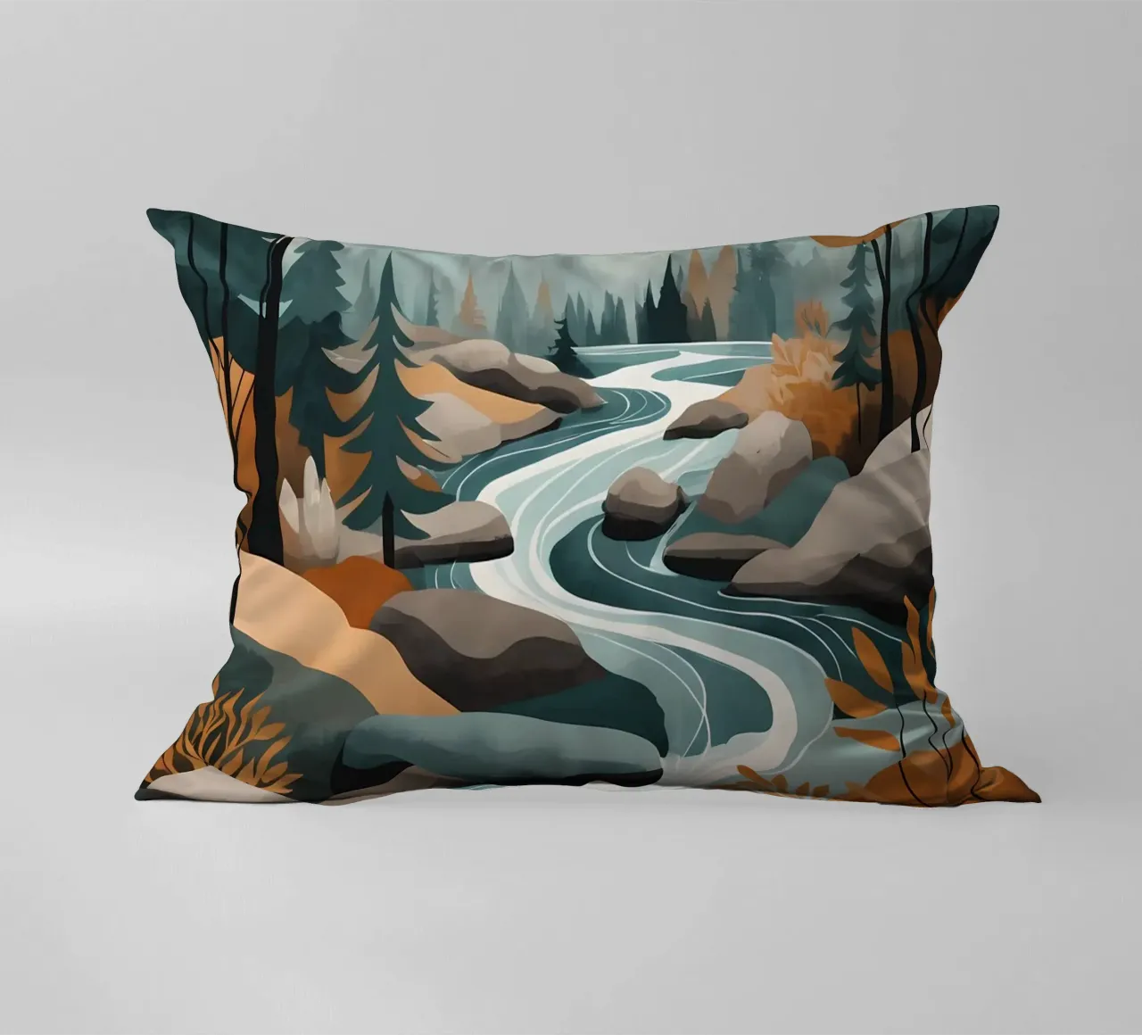 Serene River Flow decorative cushion by Artistic-shop