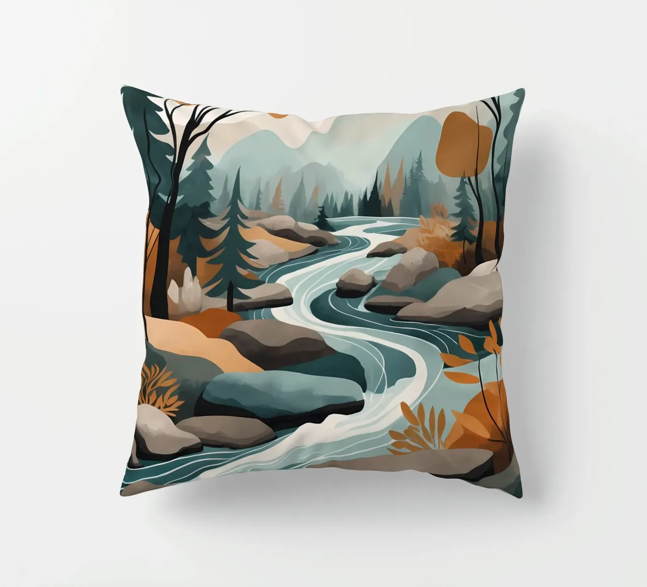 Serene River Flow decorative cushion by Artistic-shop