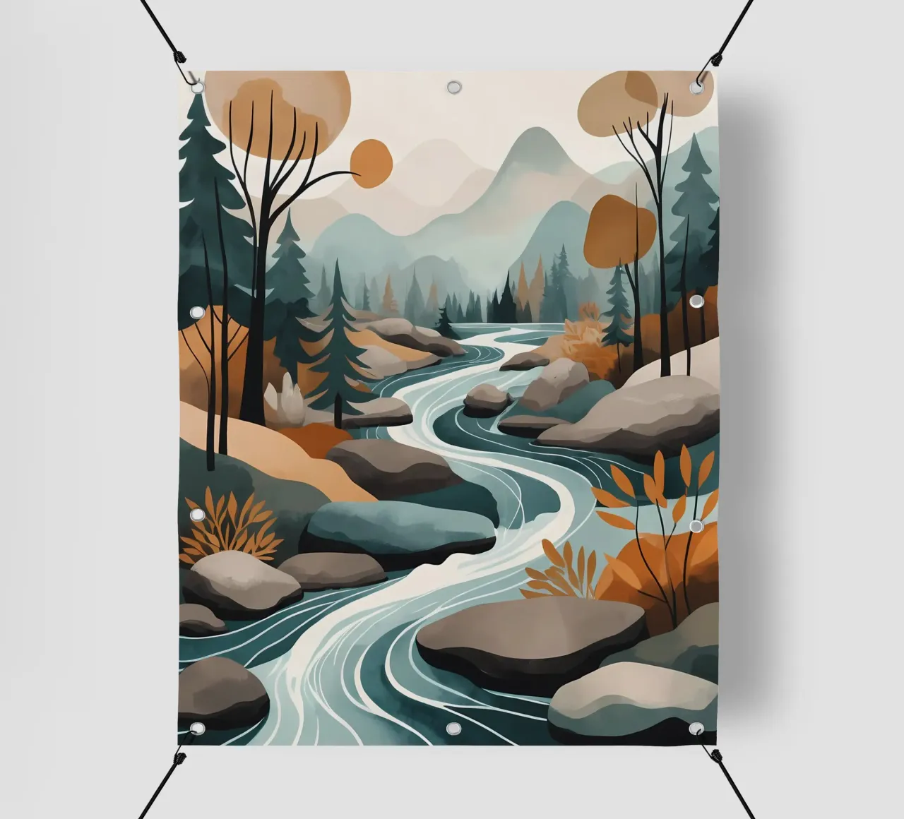 Flusso fluviale sereno telo in pvc da Artistic-shop