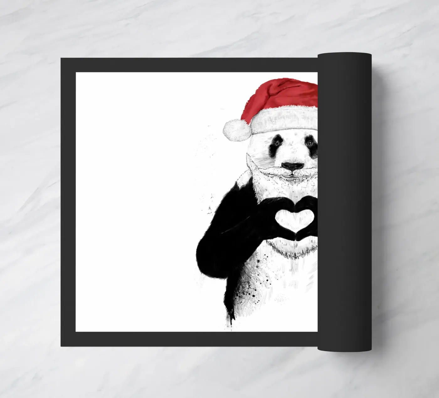 Santa Panda doormat by Balazs Solti
