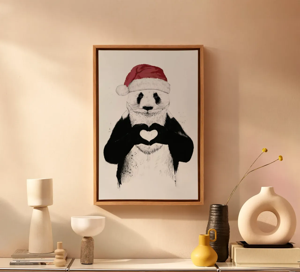Santa Panda canvas met Baklijst van Balazs Solti