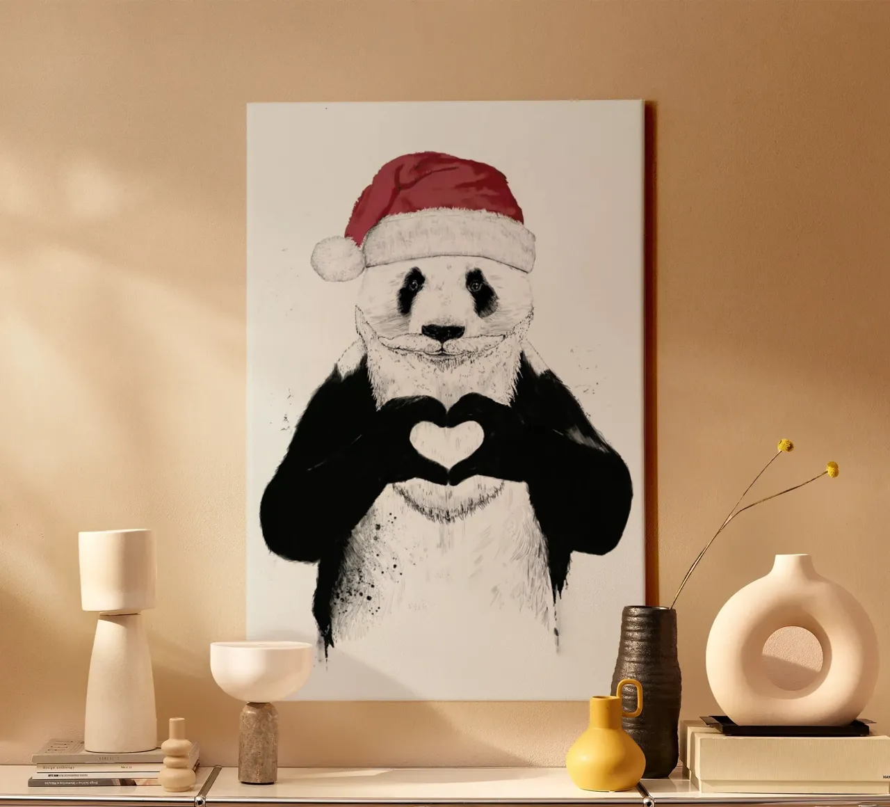 Santa Panda canvas met Baklijst van Balazs Solti