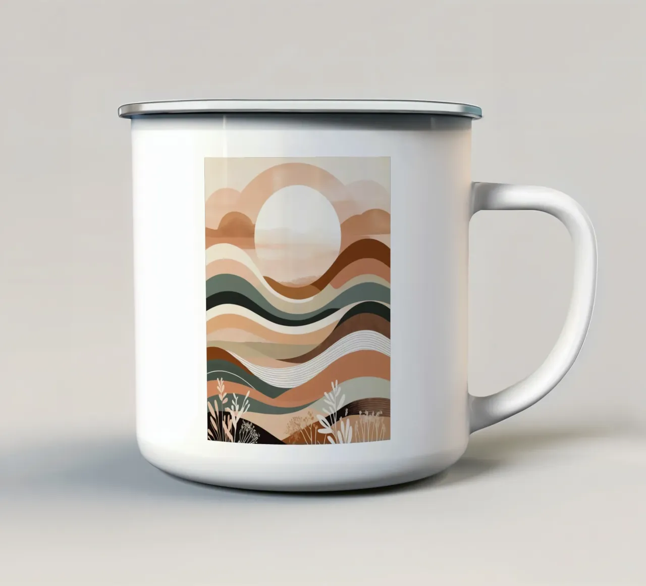 Orizzonti sereni al tramonto tazza in smalto da Artistic-shop