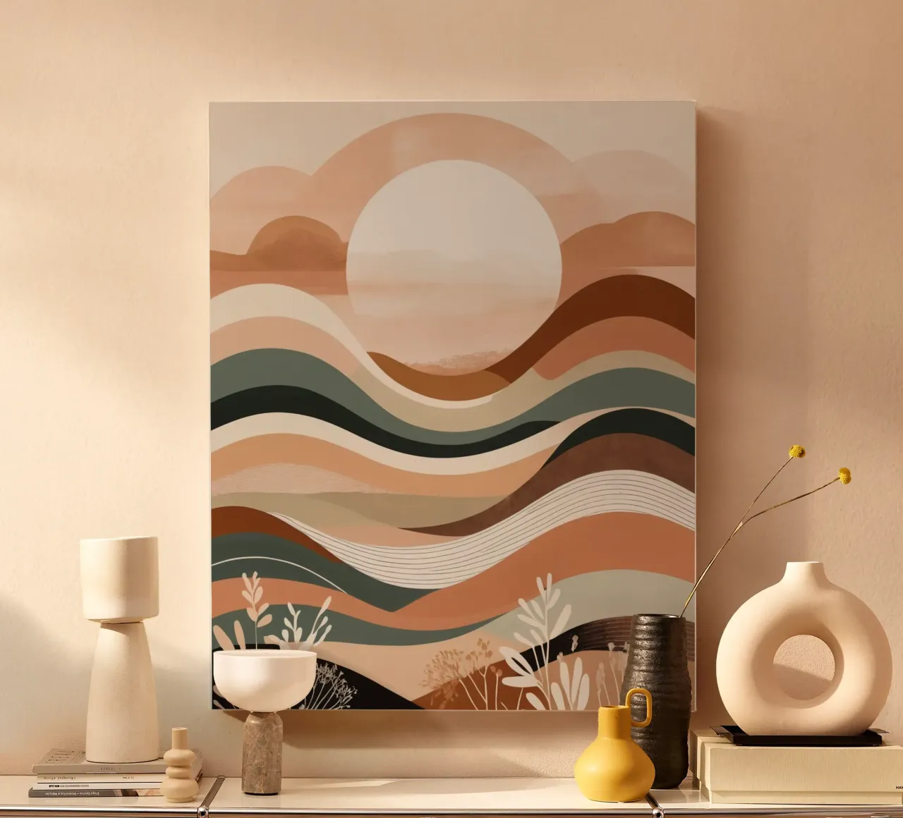Serene zonsondergang canvas met Baklijst van Artistic-shop