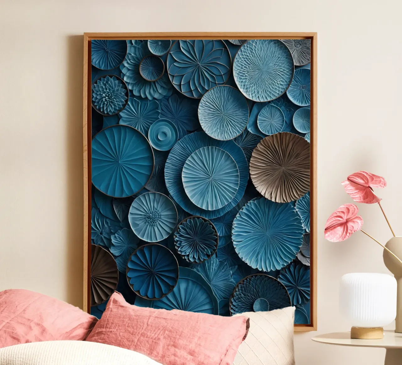 Serene Symphony of Blues canvas with Floater frame by Artistic-shop