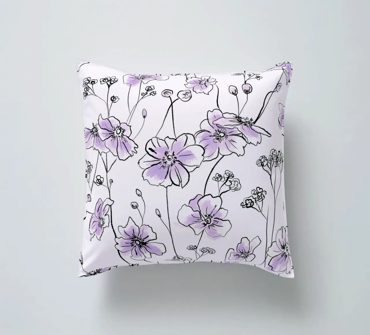 Purple Wild Roses Pattern cuscino da anisillustration