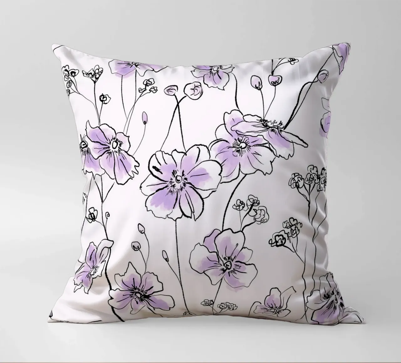 Purple Wild Roses Pattern cuscino da anisillustration