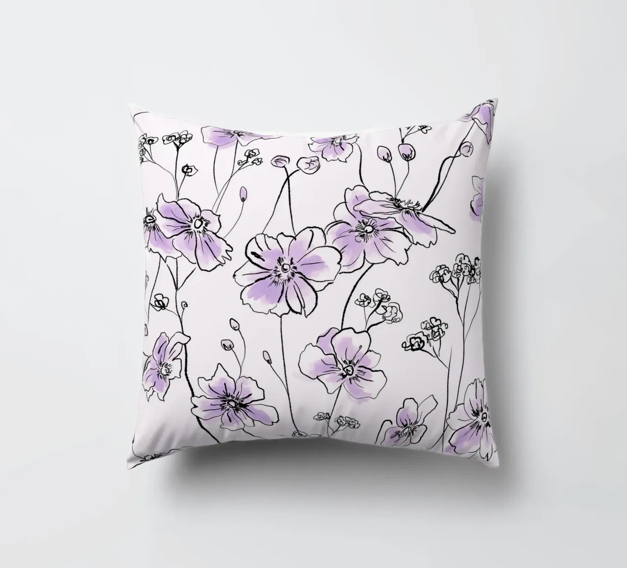 Purple Wild Roses Pattern cuscino da anisillustration