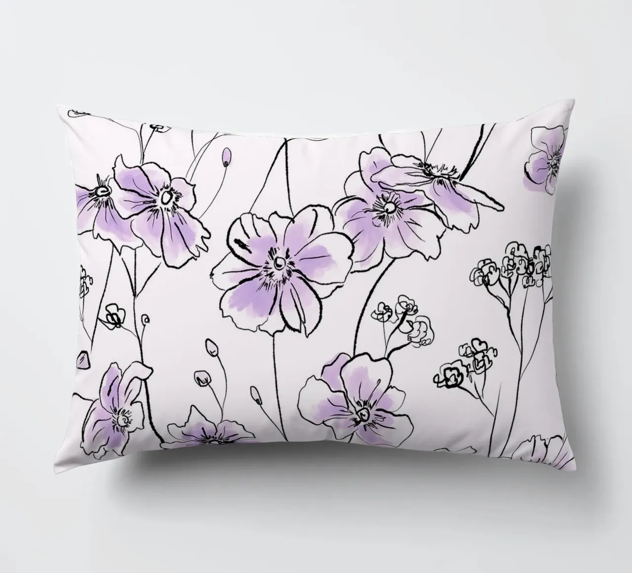 Purple Wild Roses Pattern cuscino da anisillustration