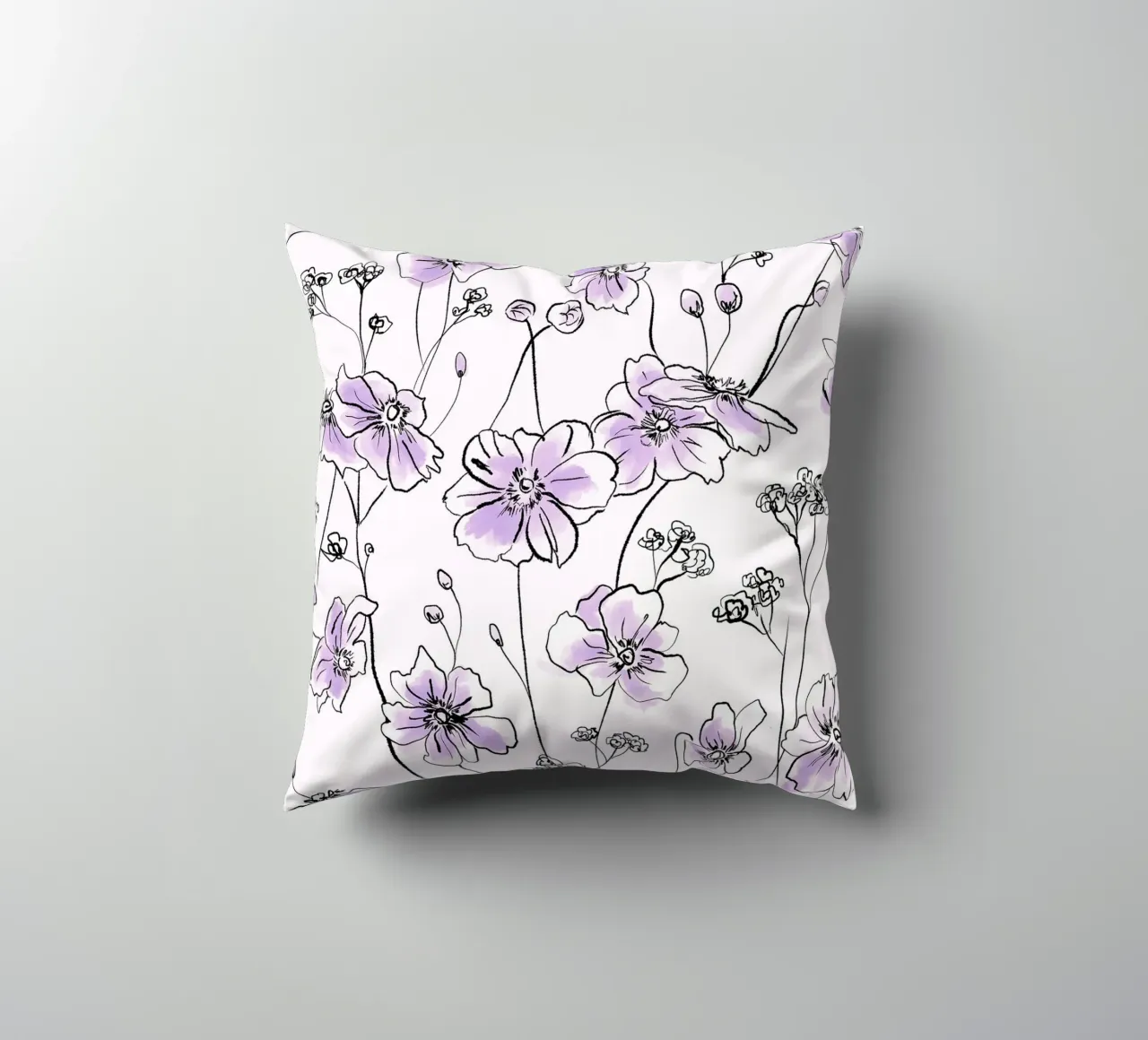 Purple Wild Roses Pattern cuscino da anisillustration