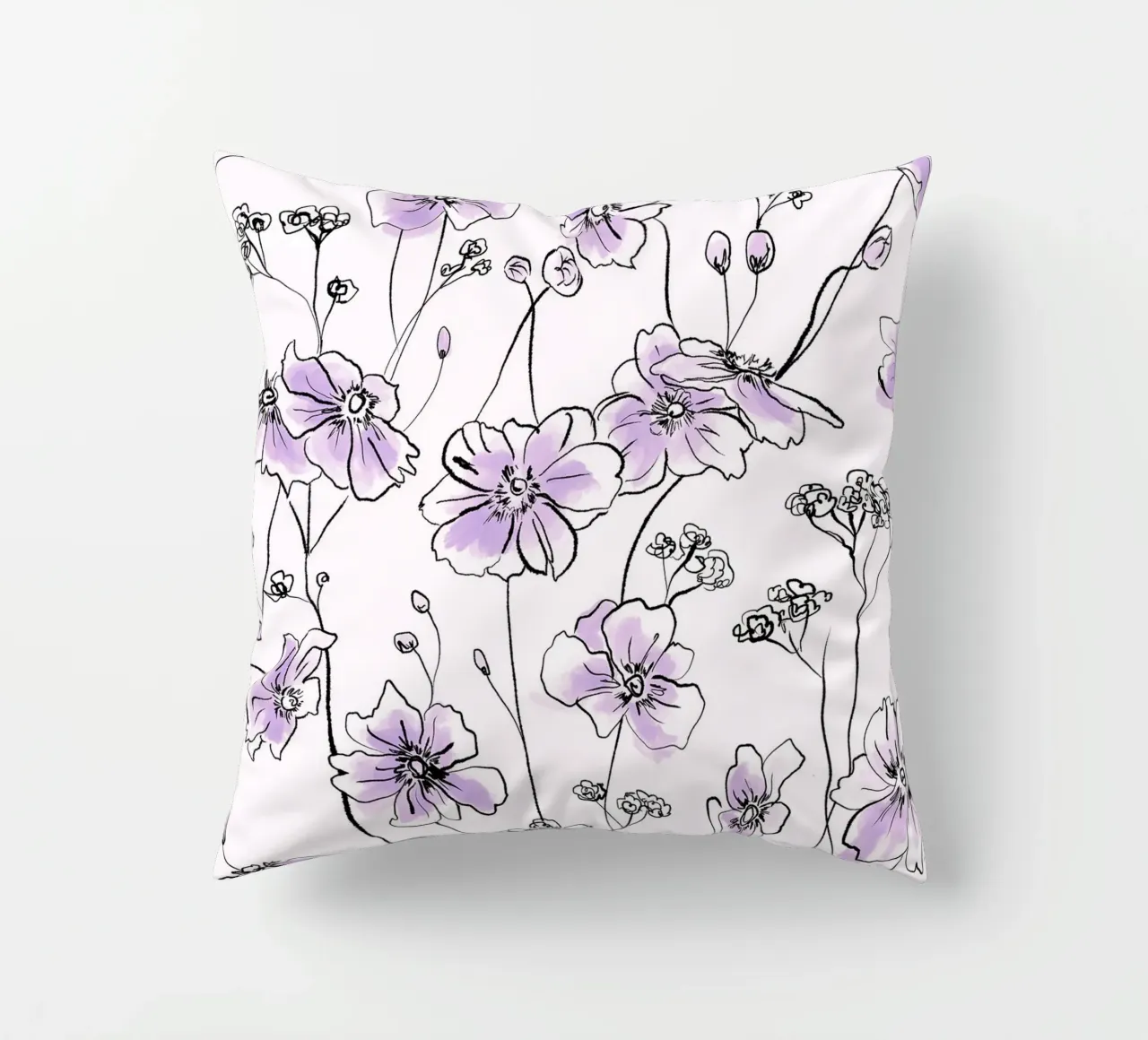 Purple Wild Roses Pattern cuscino da anisillustration