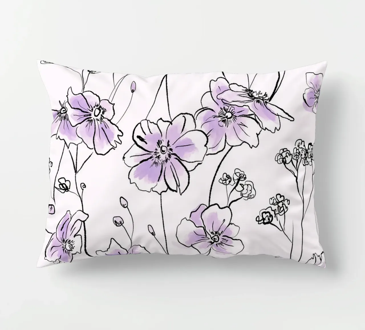 Purple Wild Roses Pattern cuscino da anisillustration