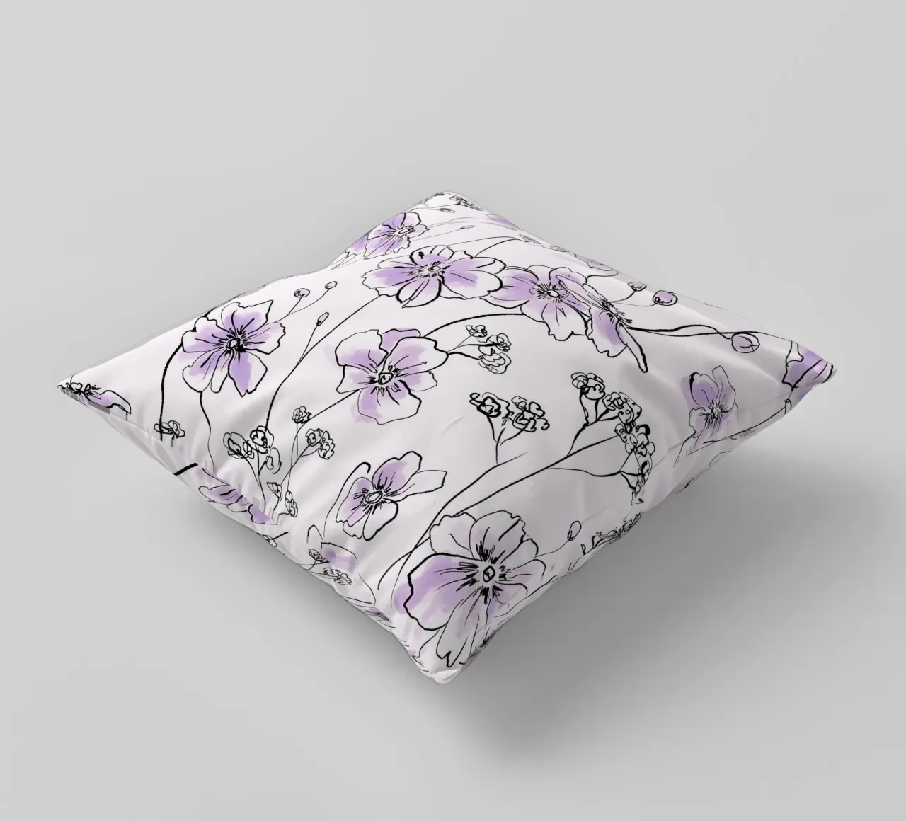 Purple Wild Roses Pattern cuscino da anisillustration