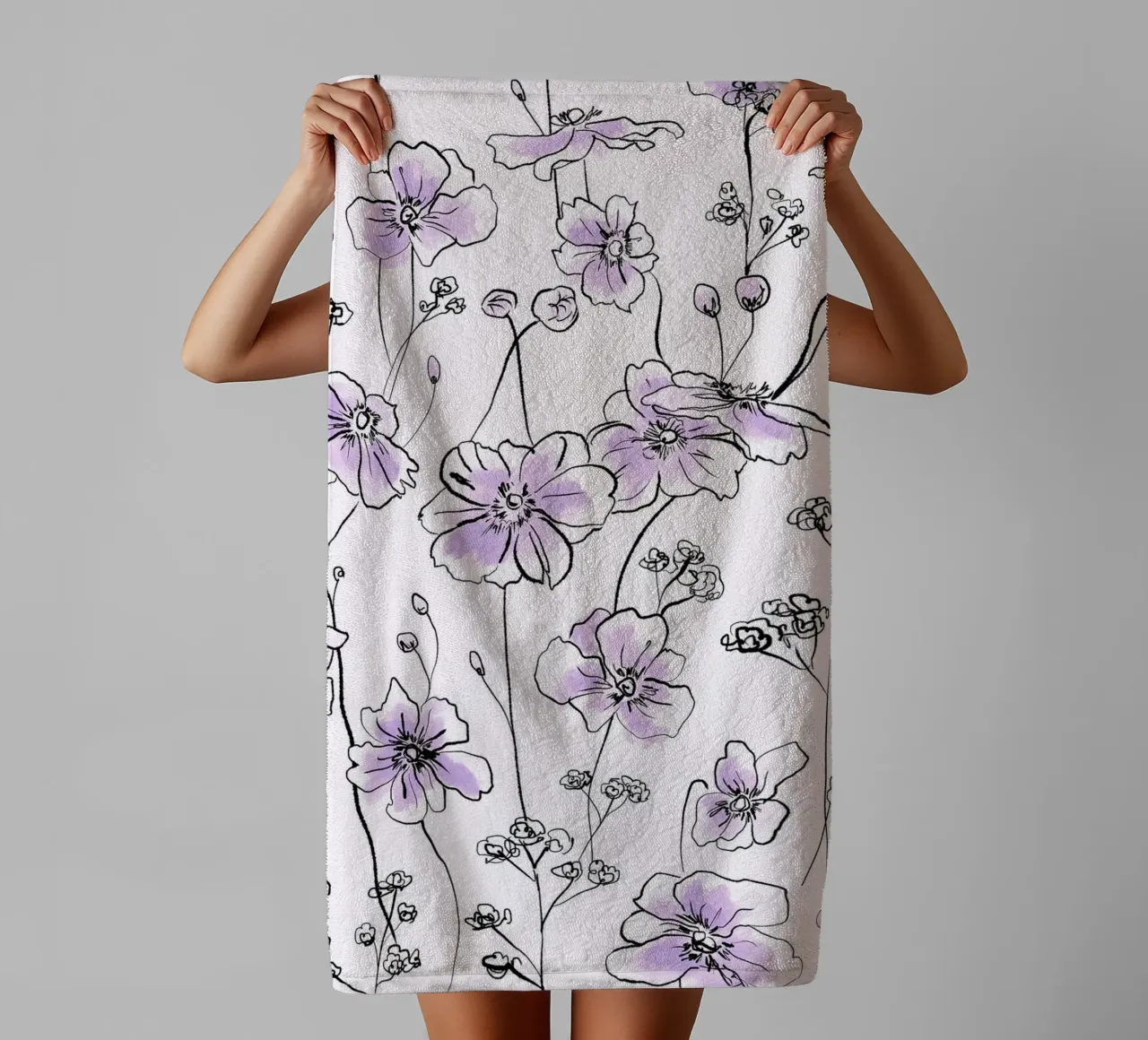 Purple Wild Roses Pattern asciugamano da bagno da anisillustration