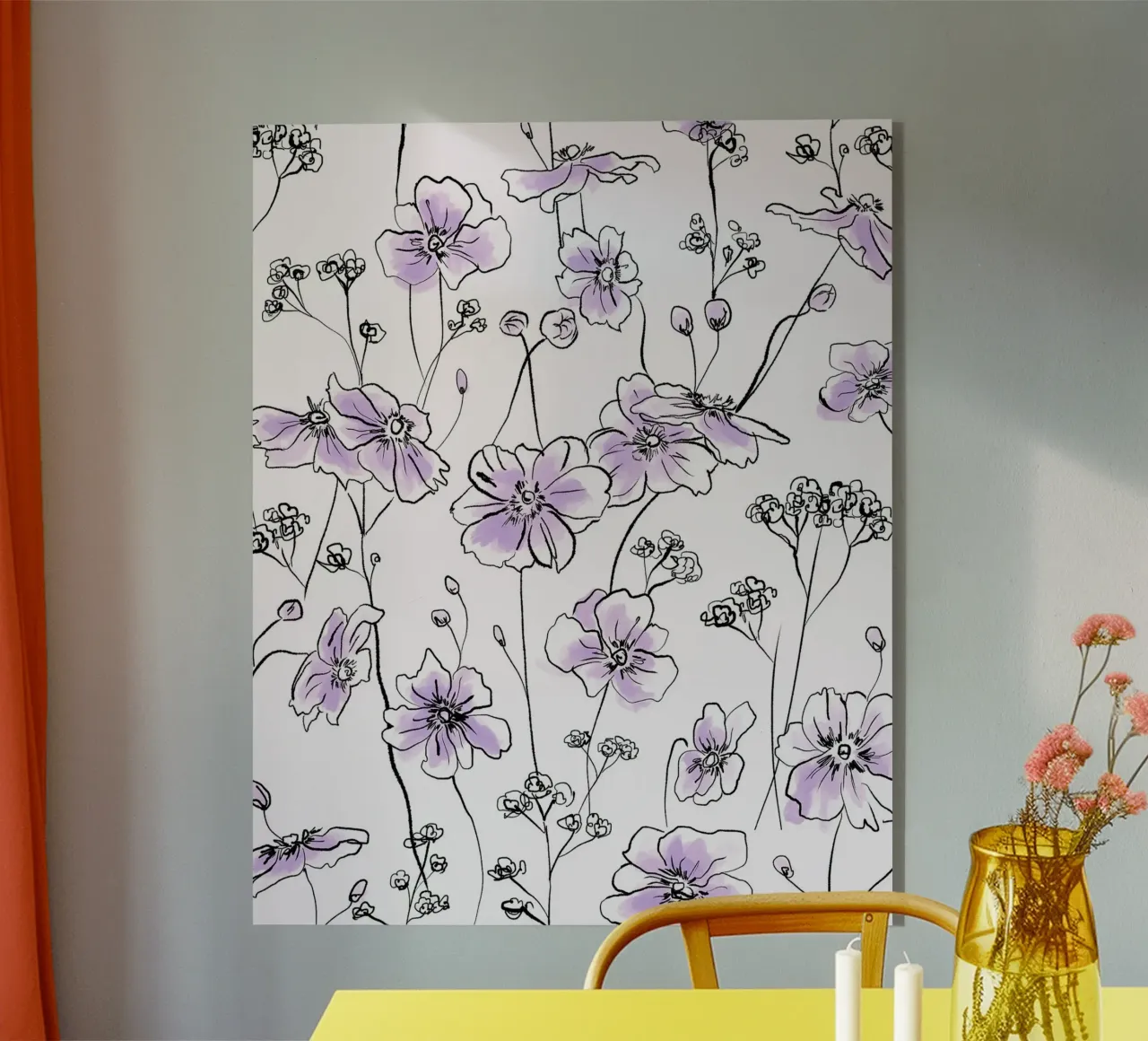 Purple Wild Roses Pattern plexiglass da anisillustration
