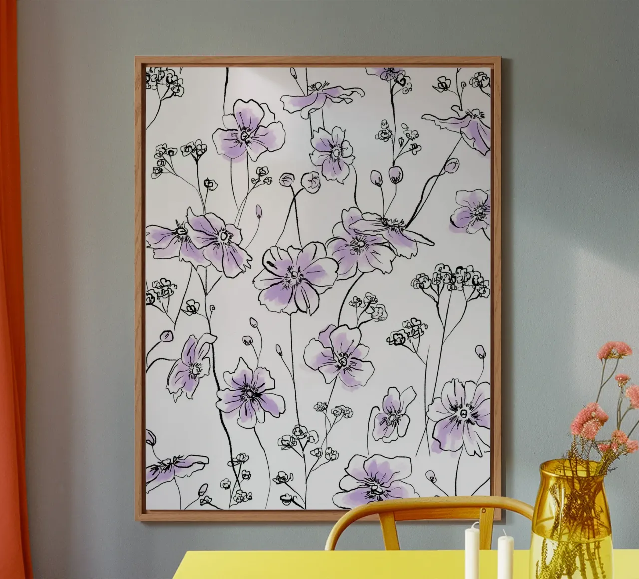 Purple Wild Roses Pattern alluminio dibond da anisillustration