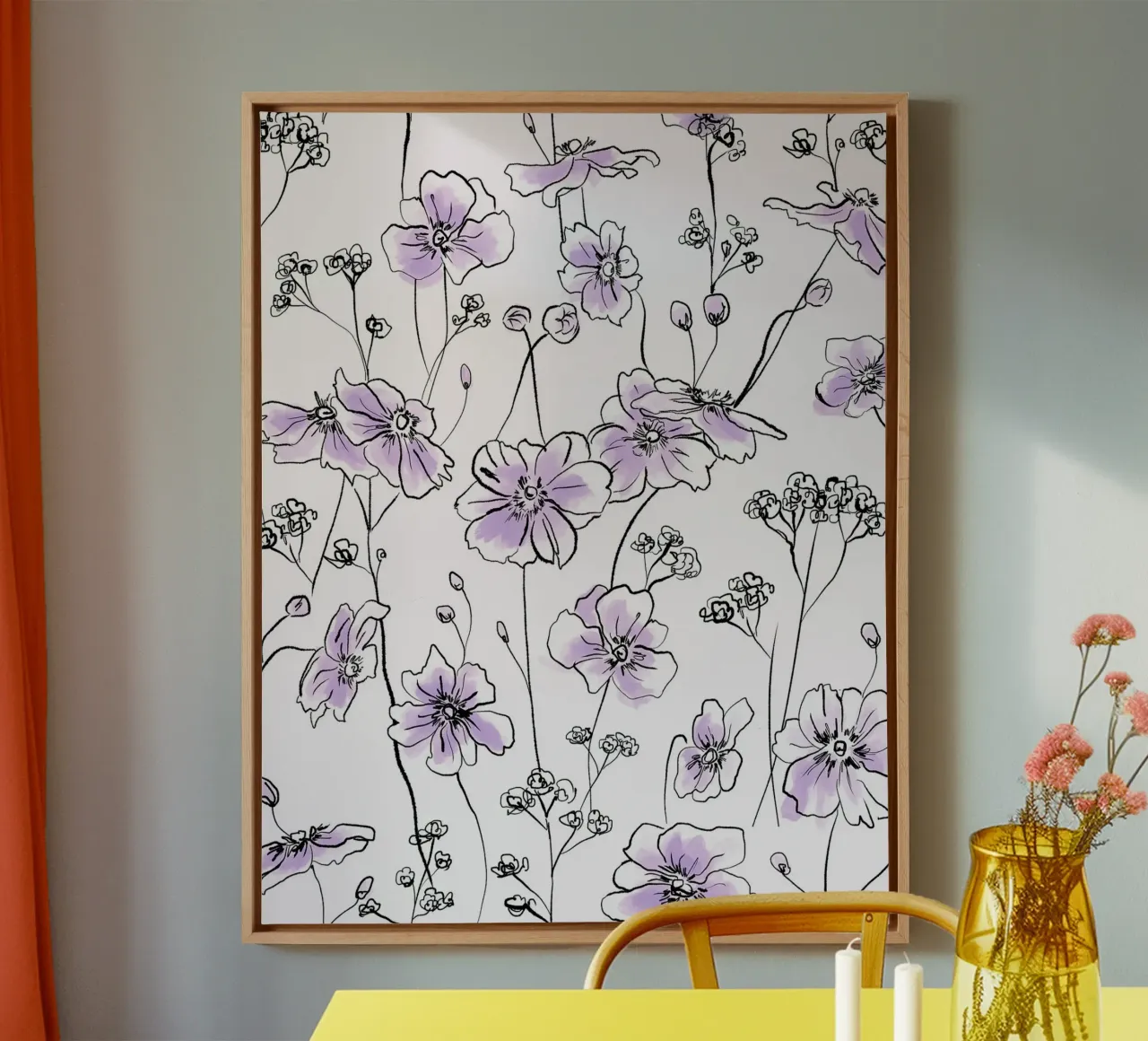 Purple Wild Roses Pattern canvas by anisillustration