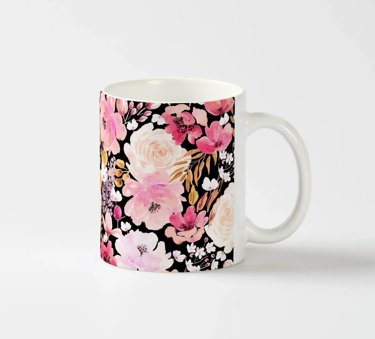Floral Chaos Pattern Pink and Black tazza in ceramica da anisillustration