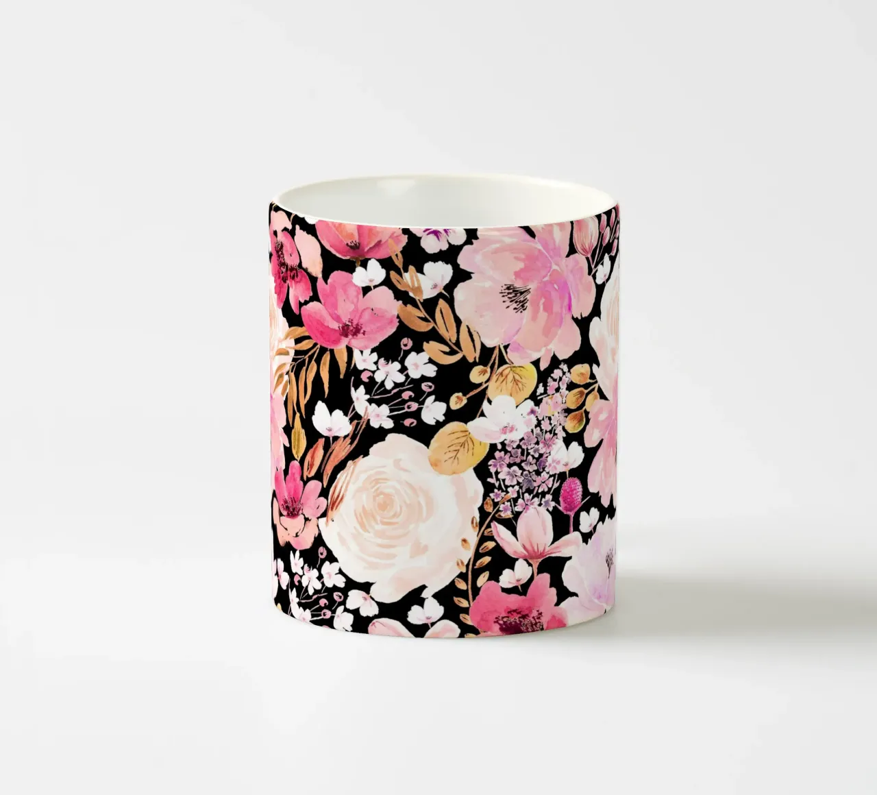 Floral Chaos Pattern Pink and Black tazza in ceramica da anisillustration