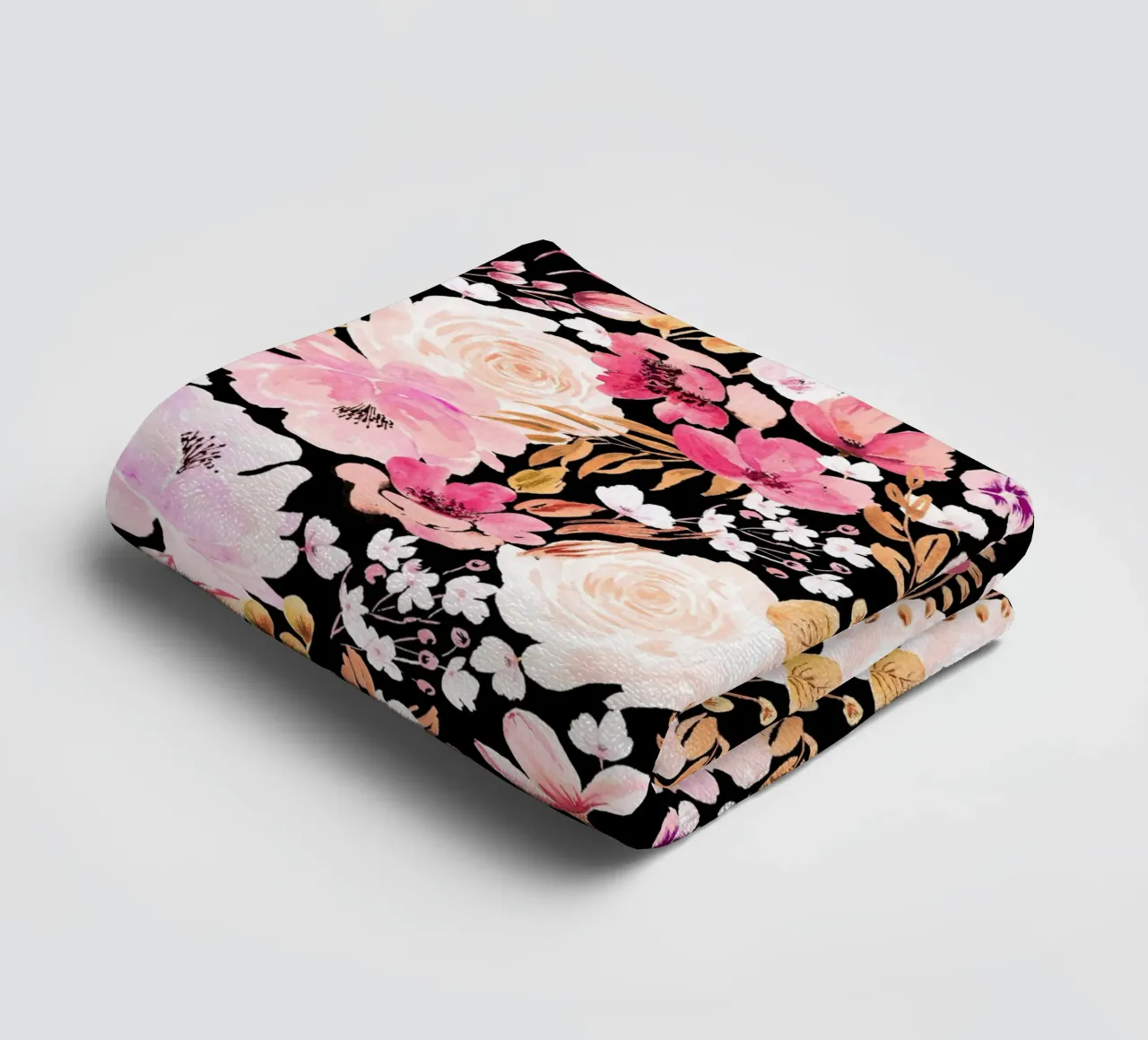 Floral Chaos Pattern Pink and Black asciugamano da bagno da anisillustration