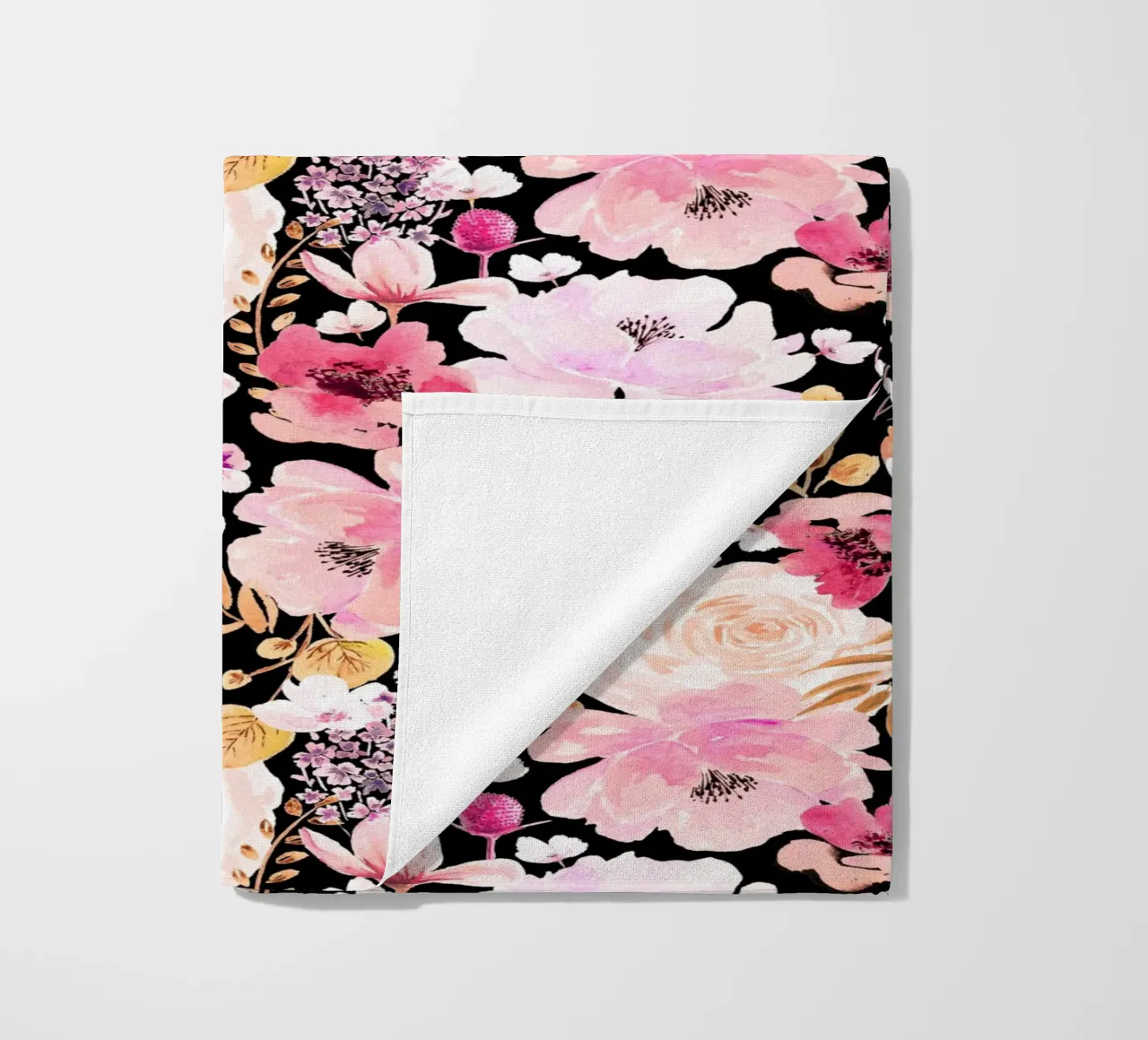 Floral Chaos Pattern Pink and Black telo mare da anisillustration