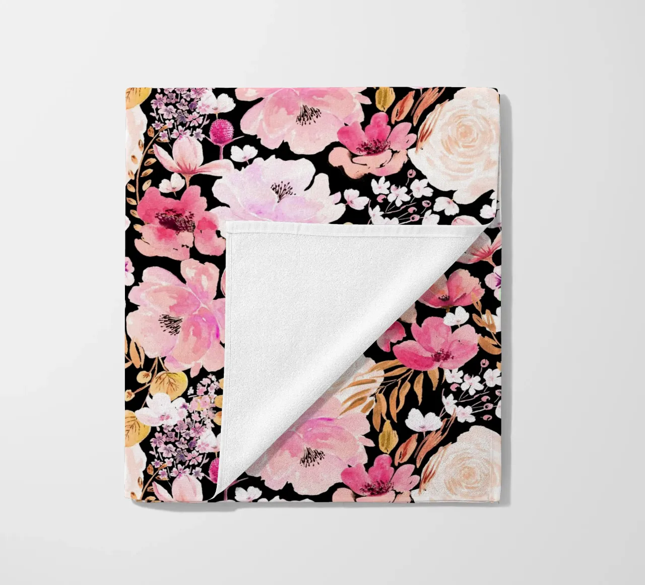 Floral Chaos Pattern Pink and Black telo mare da anisillustration