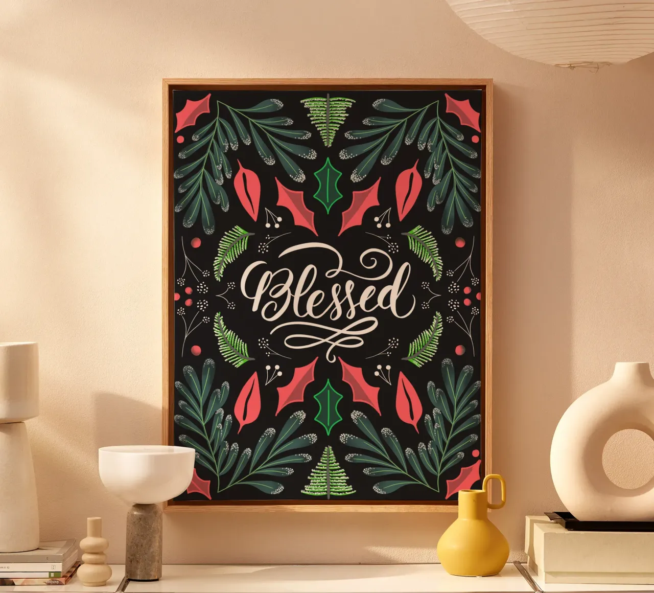 Blessed Christmas Dark Art tela con Cornice a cassetta da anisillustration