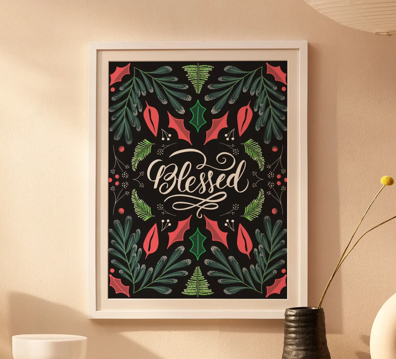 Blessed Christmas Dark Art poster con telaio in alluminio da anisillustration