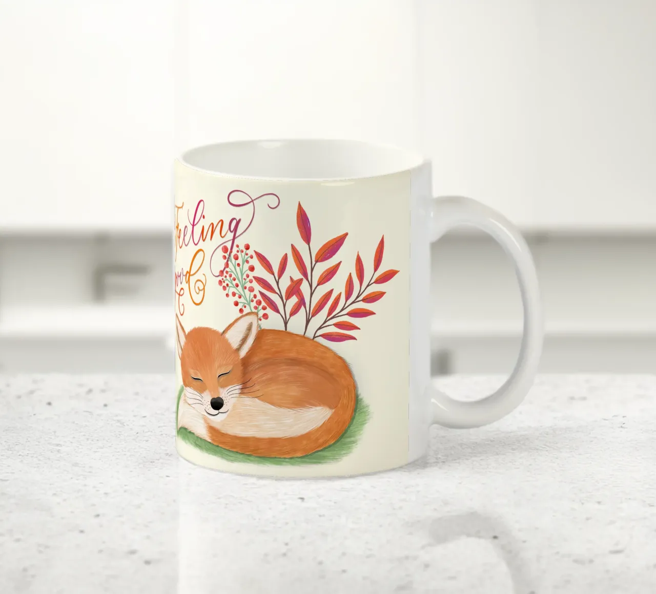 Fuchs: sentirsi bene. Umore autunnale e sogni d'oro tazza in ceramica da CalliLetters