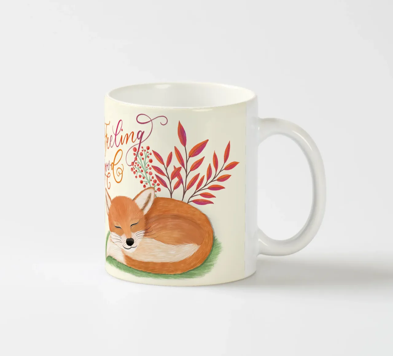 Fuchs: sentirsi bene. Umore autunnale e sogni d'oro tazza in ceramica da CalliLetters