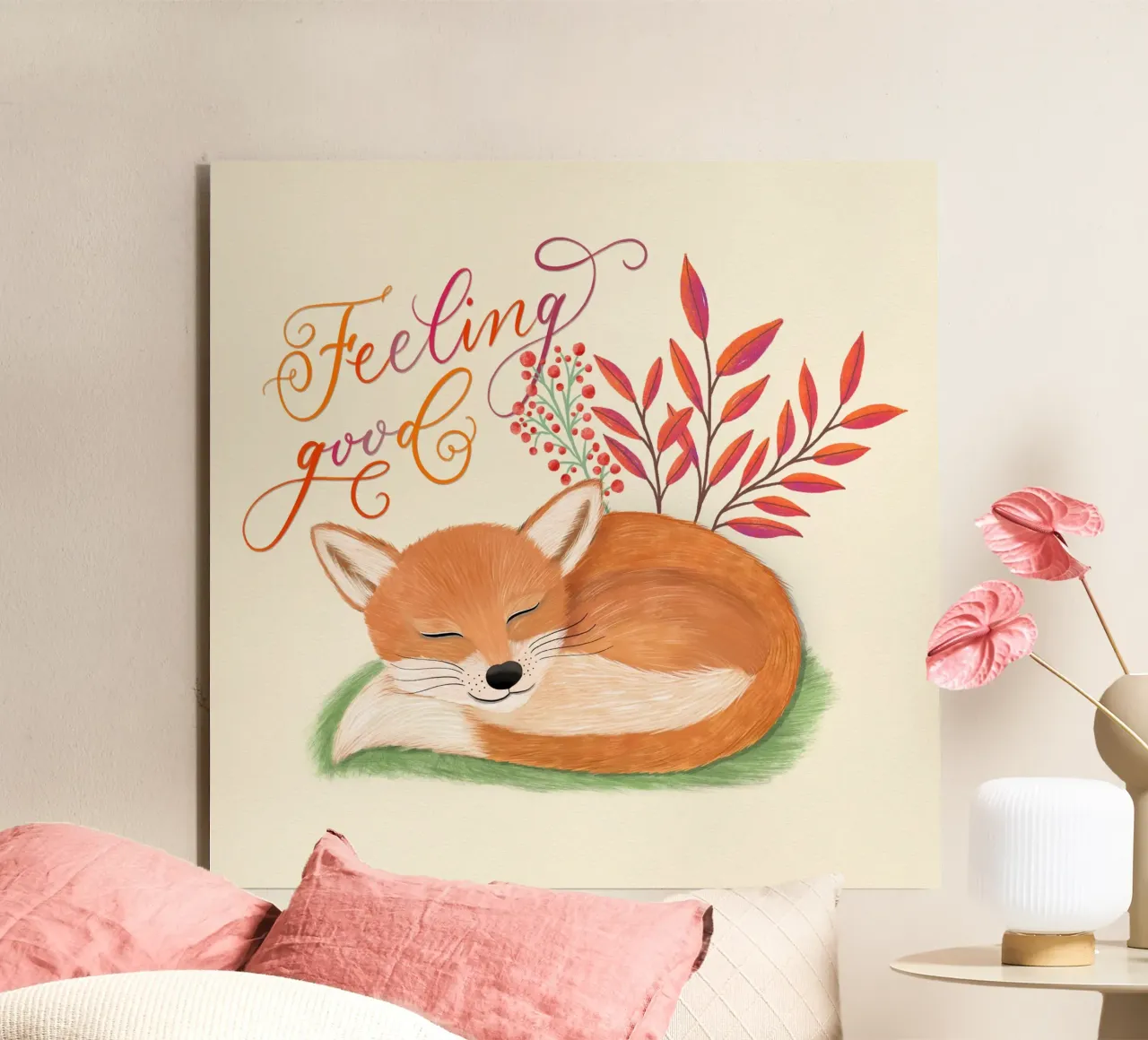 Fuchs: sentirsi bene. Umore autunnale e sogni d'oro alluminio dibond da CalliLetters