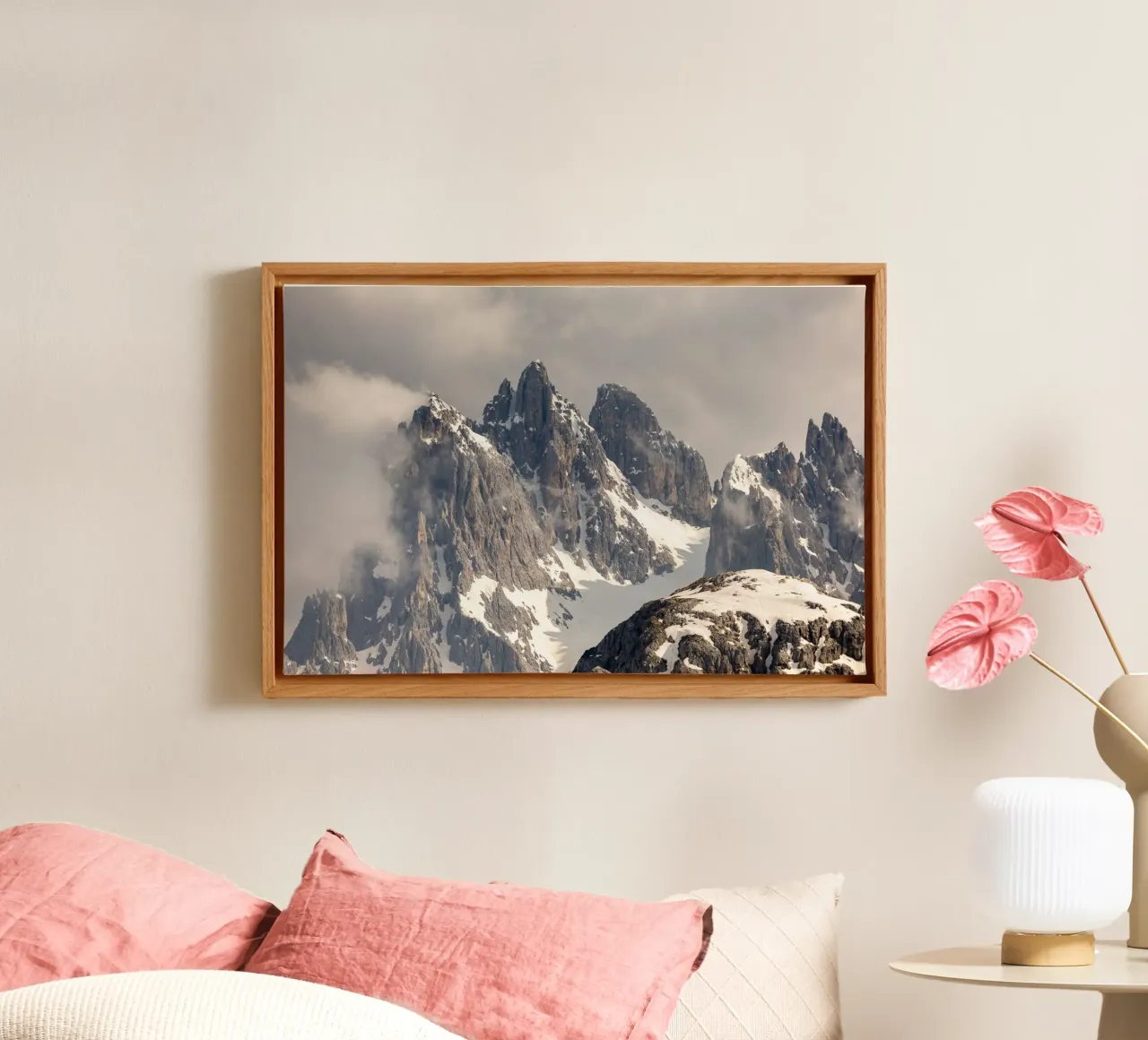 Alpi dolomitiche con la neve tela con Cornice a cassetta da karijn_landscapes
