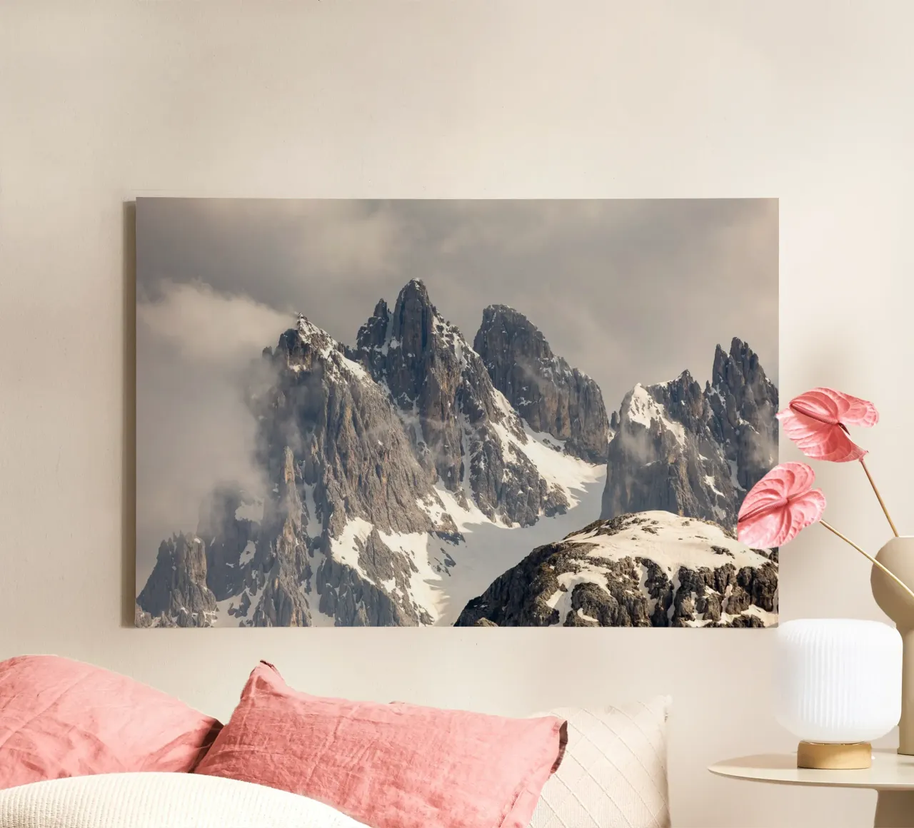 Alpi dolomitiche con la neve tela con Cornice a cassetta da karijn_landscapes