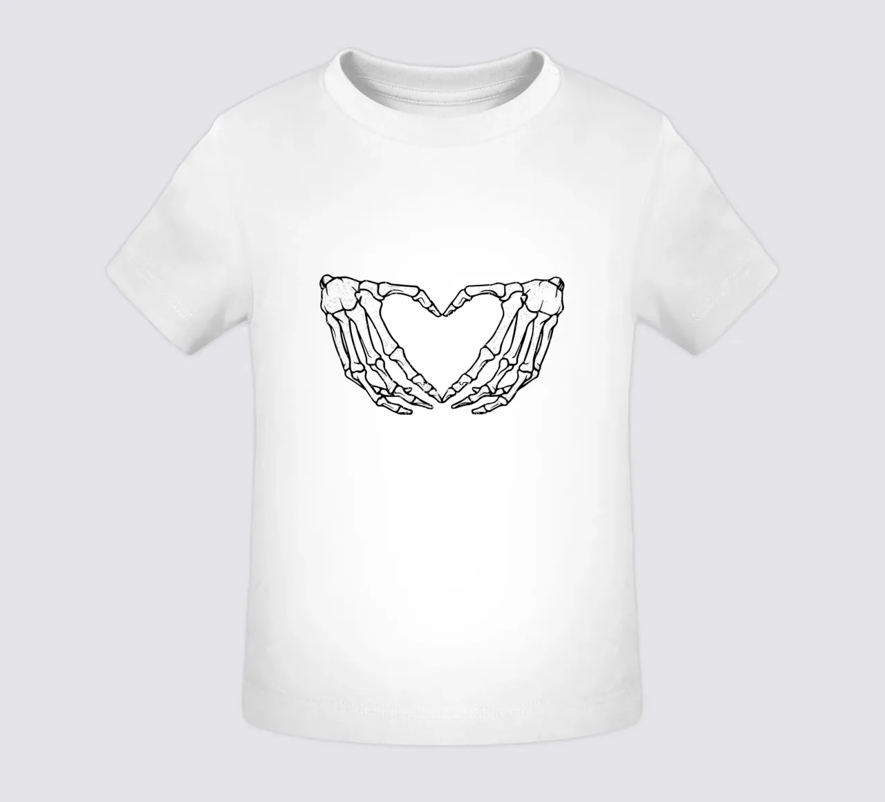 skeletal hands forms a heart camiseta de bebé de edsonramosart