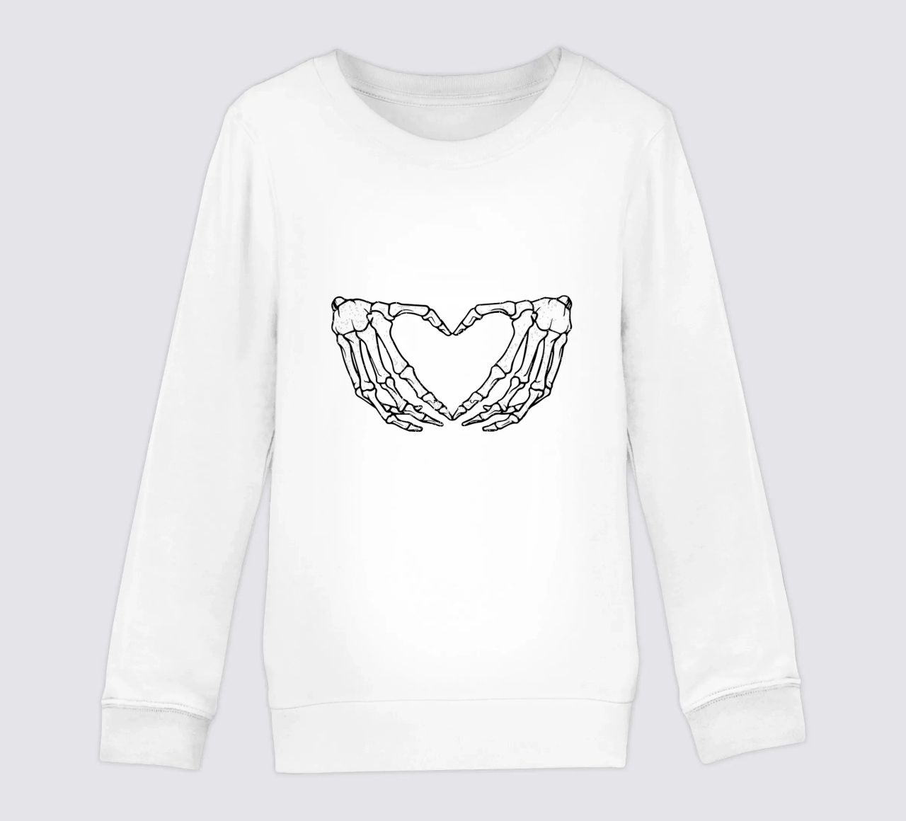 skeletal hands forms a heart felpa bambino da edsonramosart
