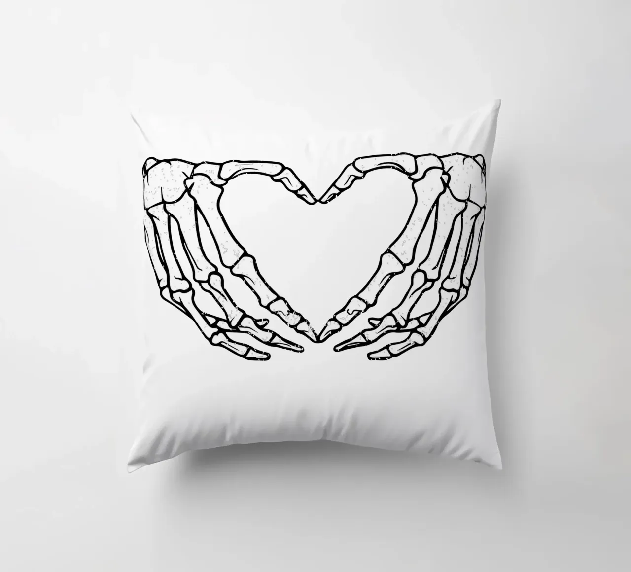 skeletal hands forms a heart decorative cushion by edsonramosart