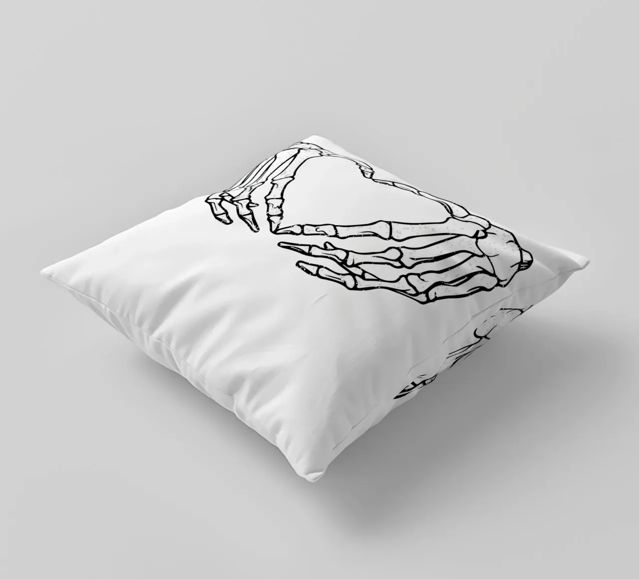 skeletal hands forms a heart cuscino da edsonramosart