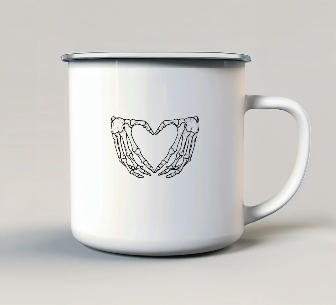 skeletal hands forms a heart tazza in smalto da edsonramosart