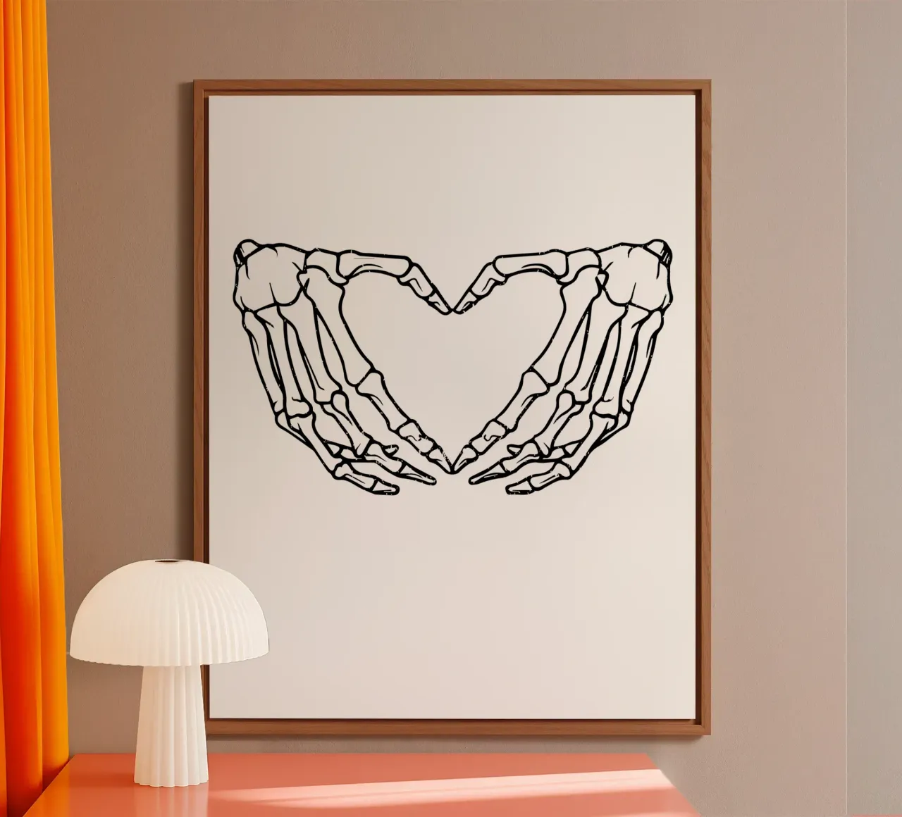 skeletal hands forms a heart alluminio dibond da edsonramosart