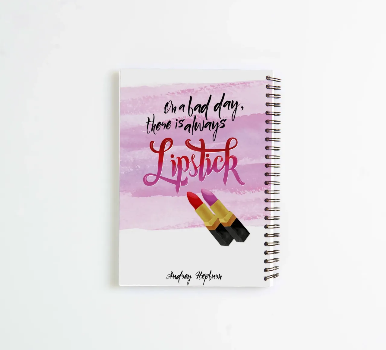 On a bad day, there is always lipstick. Motivational quote. spiral notebook by CalliLetters
