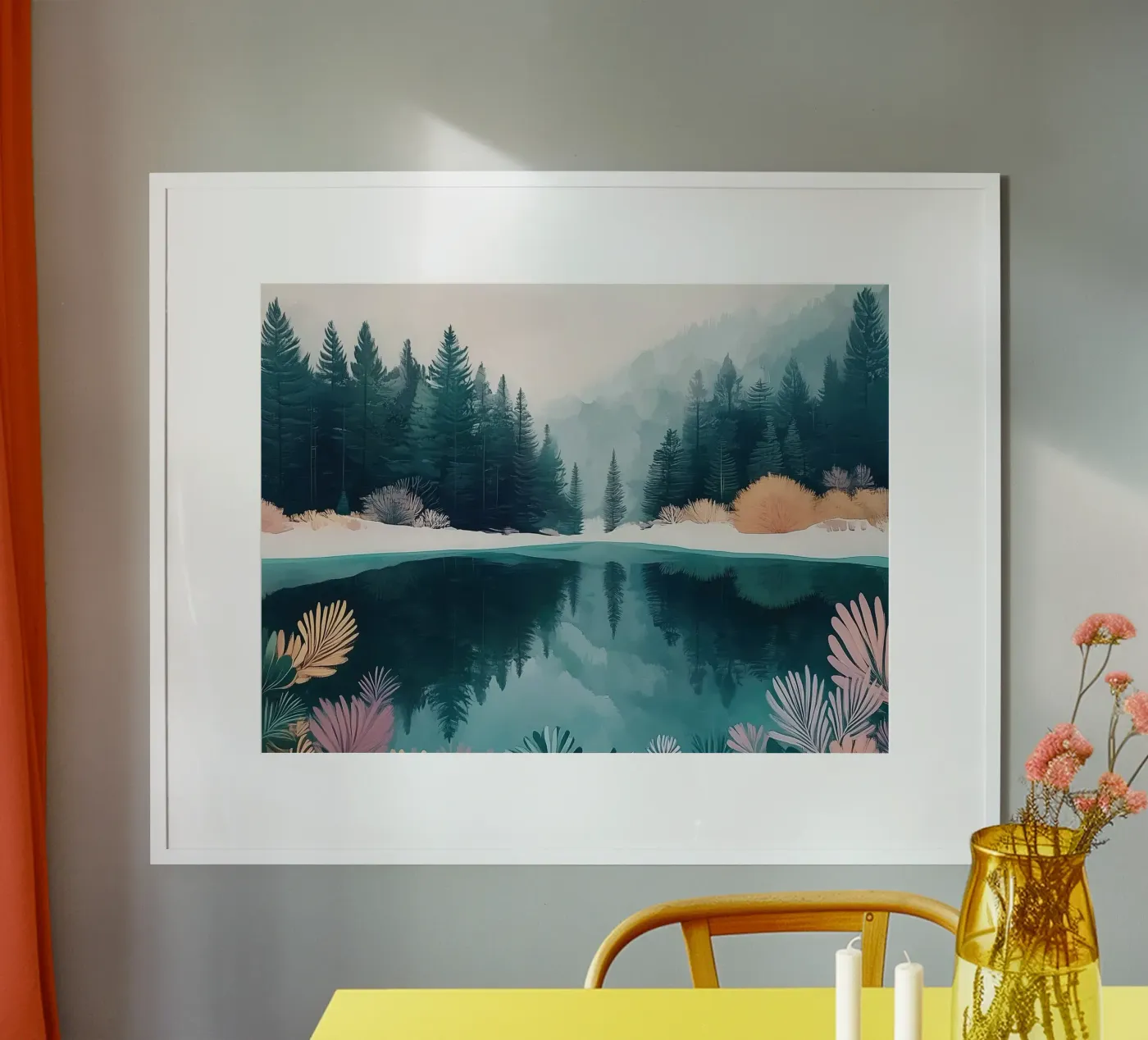 Winter Pine Forest Reflection poster da Voyage