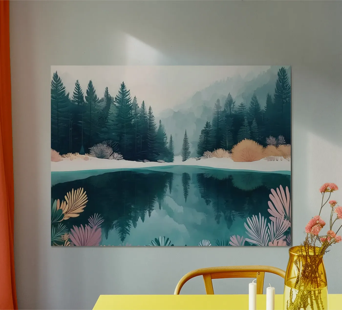 Winter Pine Forest Reflection poster da Voyage