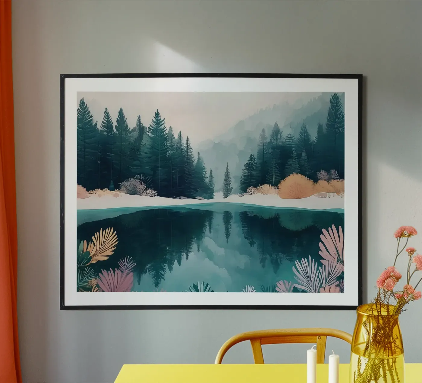 Winter Pine Forest Reflection poster da Voyage
