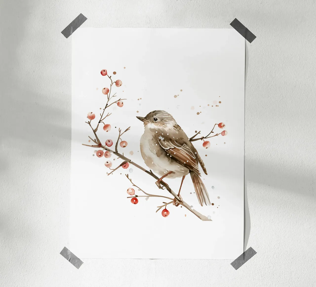 Winter Bird poster con telaio in legno da artographieHome