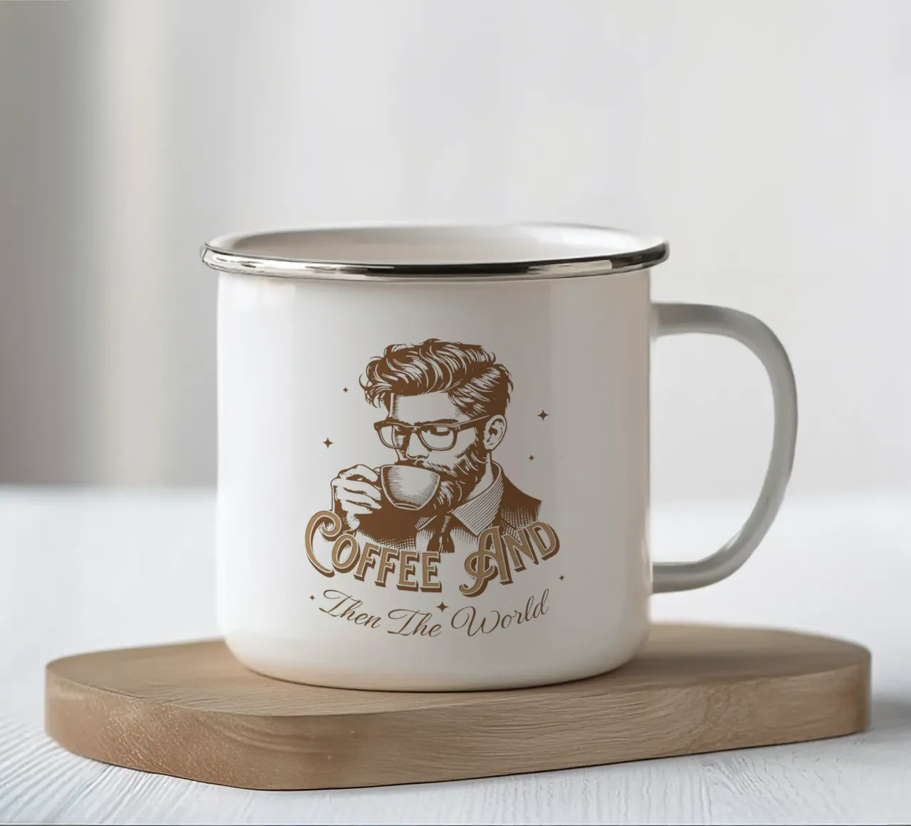 Il caffè e poi il mondo tazza in smalto da Gunawan Rb