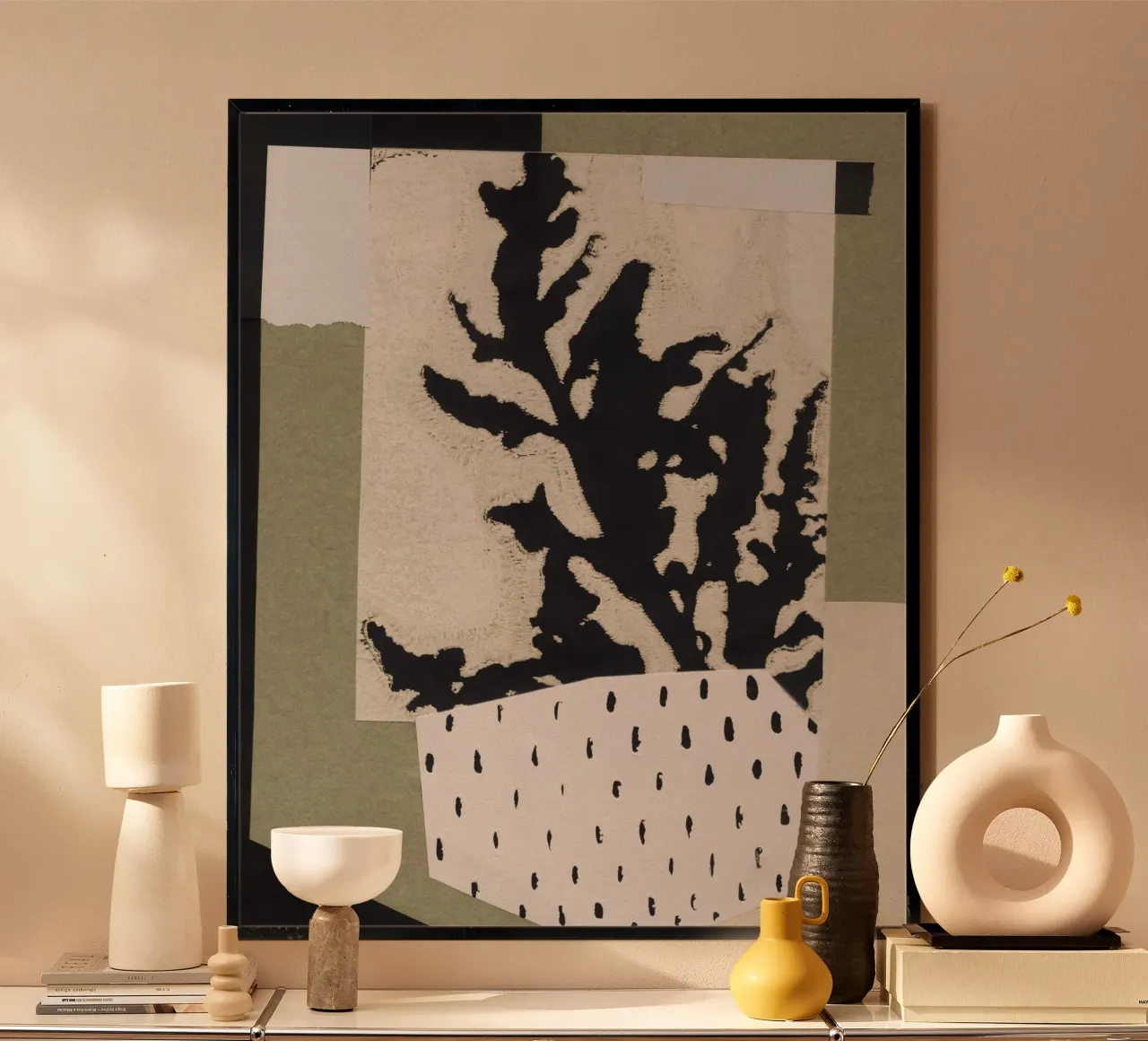 Botanische schaduwen poster met aluminium frame van Alisa Galitsyna