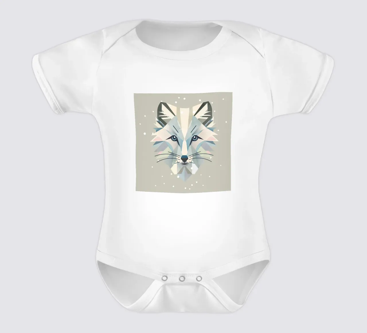 Zauberhaftes Polarfuchs-Motiv in geometrischer Eleganz Kurzarm Babybody von namosh