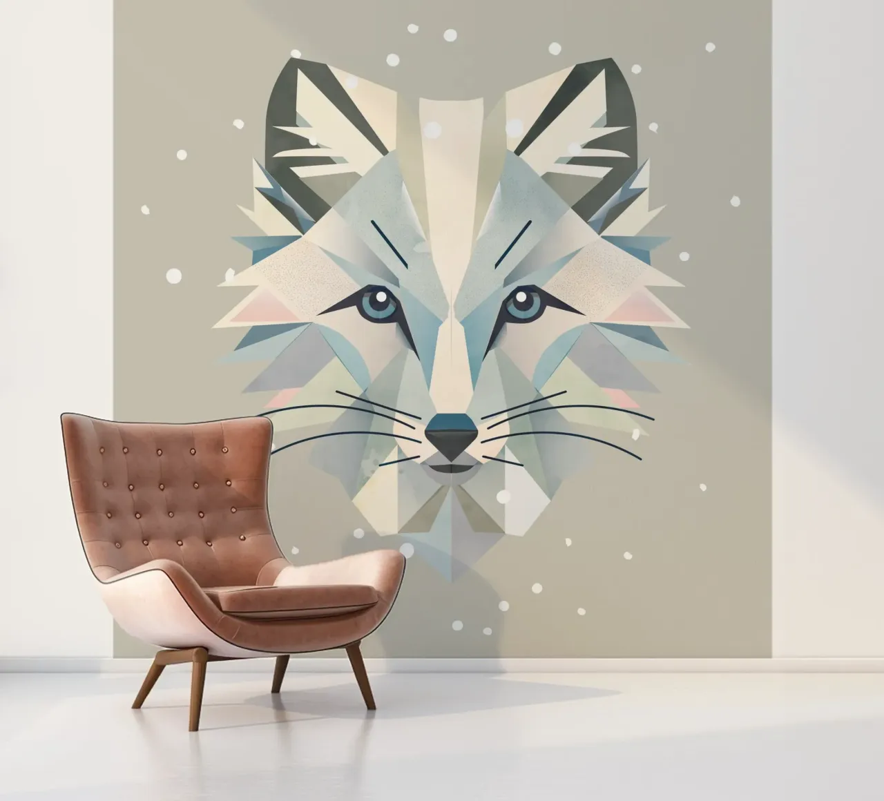 Enchanting polar fox motif in geometric elegance photo wallpaper by namosh