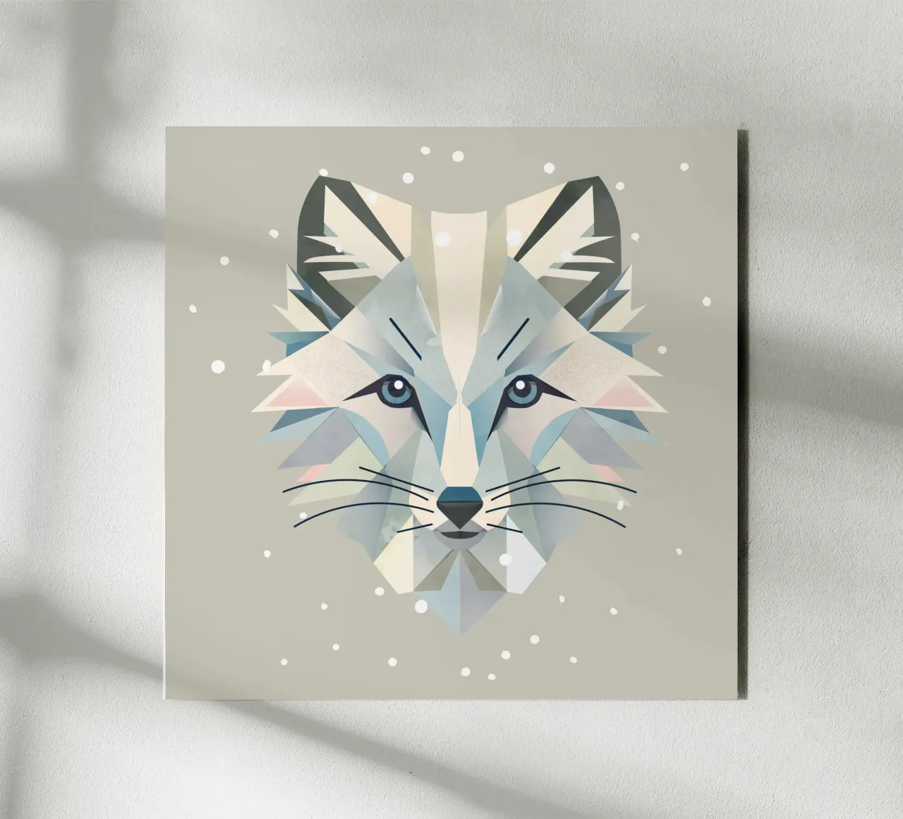 Zauberhaftes Polarfuchs-Motiv in geometrischer Eleganz Alu-Dibond von namosh