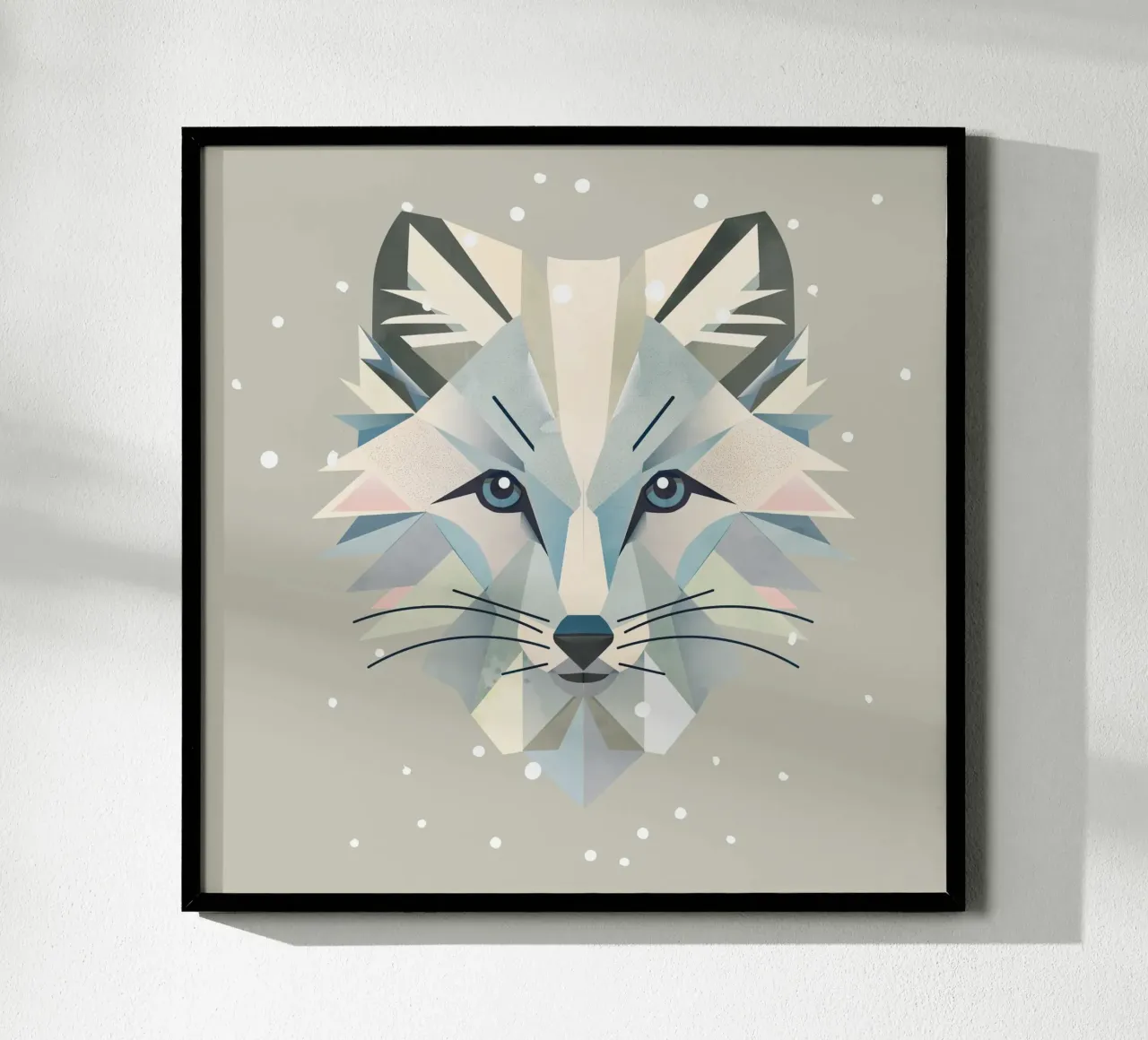 Zauberhaftes Polarfuchs-Motiv in geometrischer Eleganz Hahnemühle von namosh